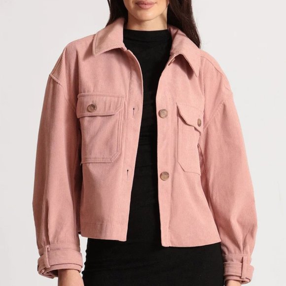 Avec Les Filles Relaxed Corduroy Shacket In Blue Size M NWT - Picture 3 of 16